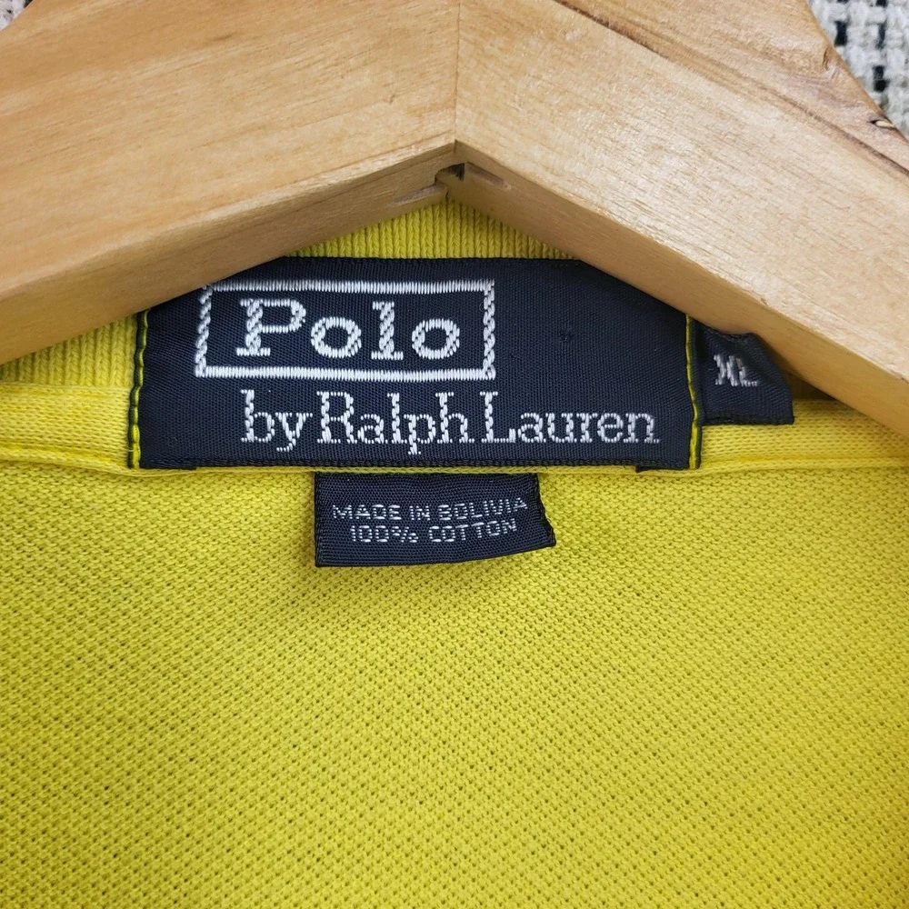 Polo Ralph Lauren Polo Shirt Mens XL Yellow‎ Classic Fit Cotton Pony Logo